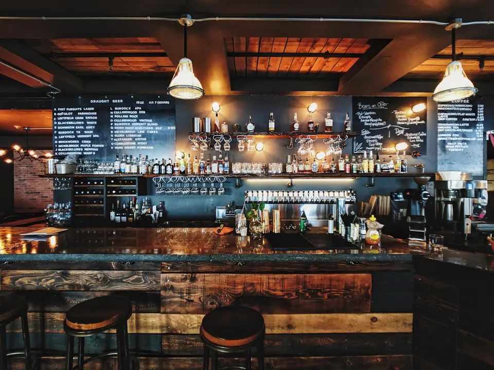 Cocktail bar with warm lighting